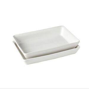 Denmark Tools for Cooks 2-pc. Rectangular Ceramic Serving Platter Set, White
